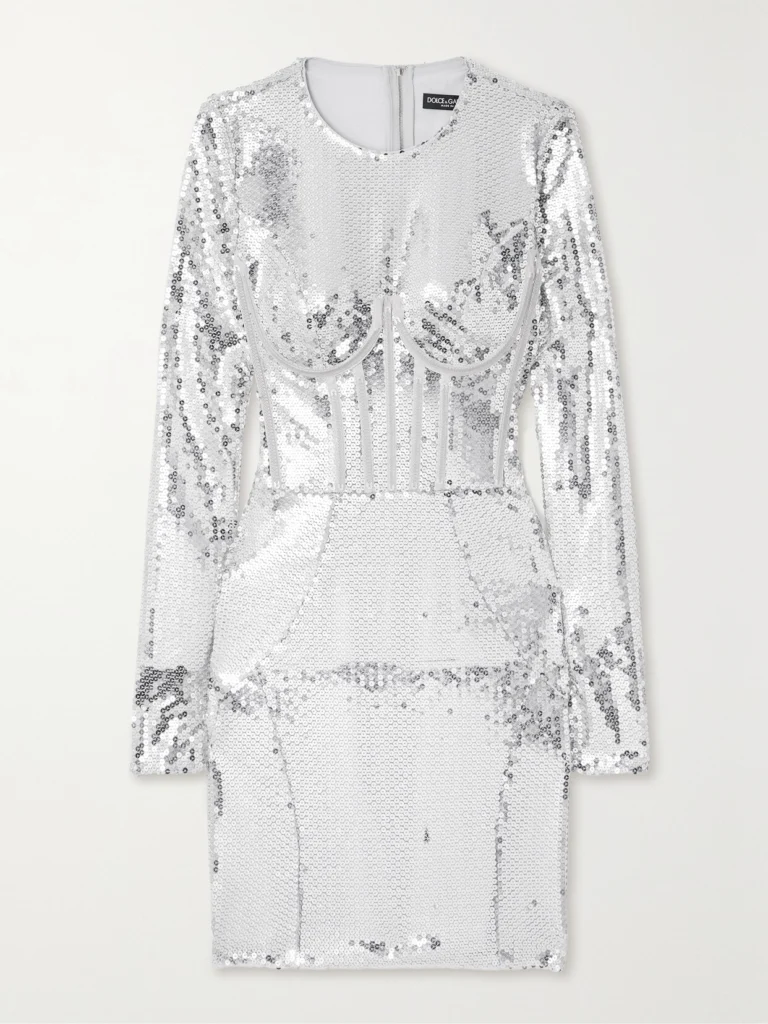 Dolce & Gabbana Sequined Tulle Mini Dress