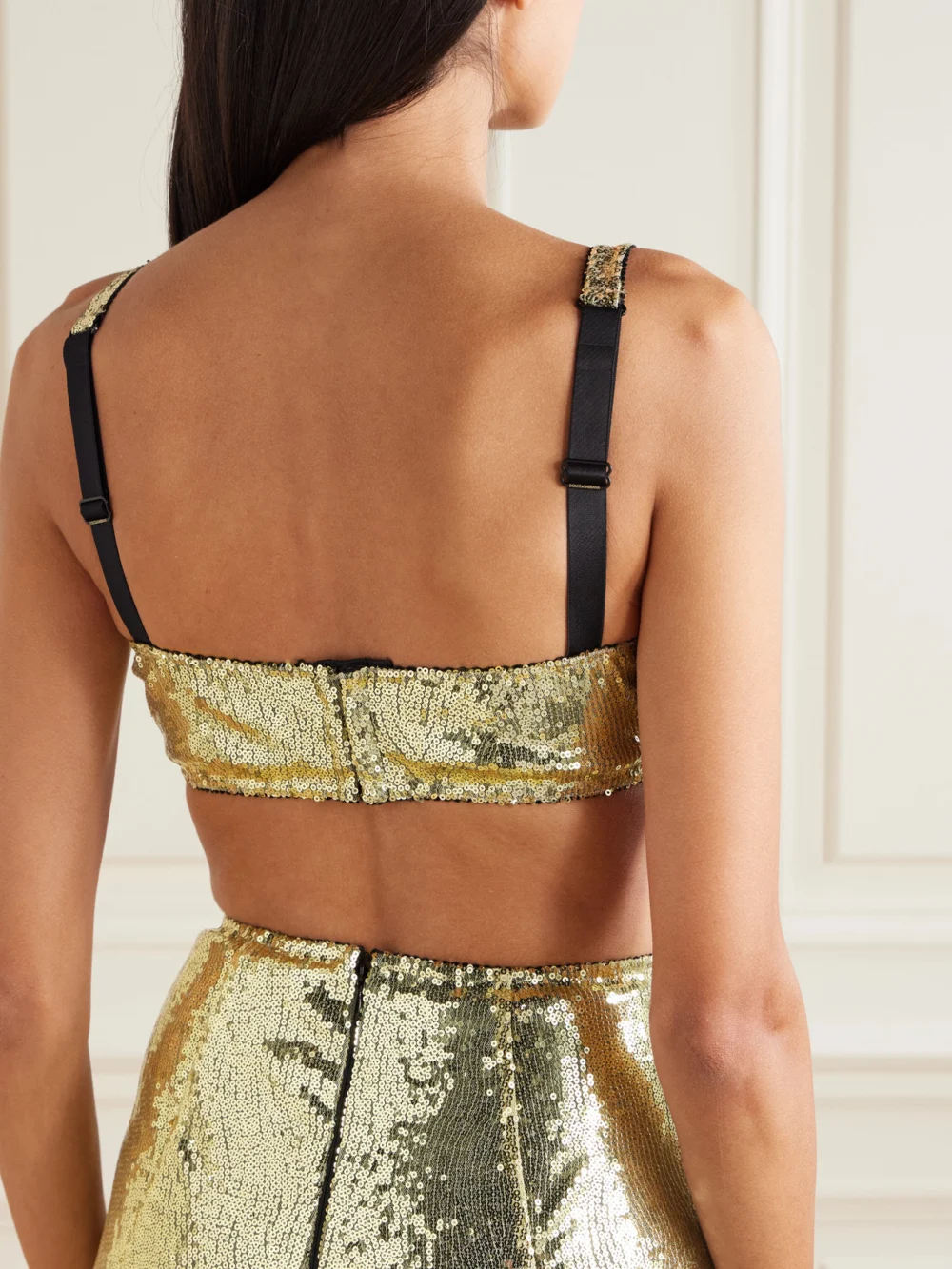 Back view of the Dolce & Gabbana Sequined Tulle Underwired Balconette Bra