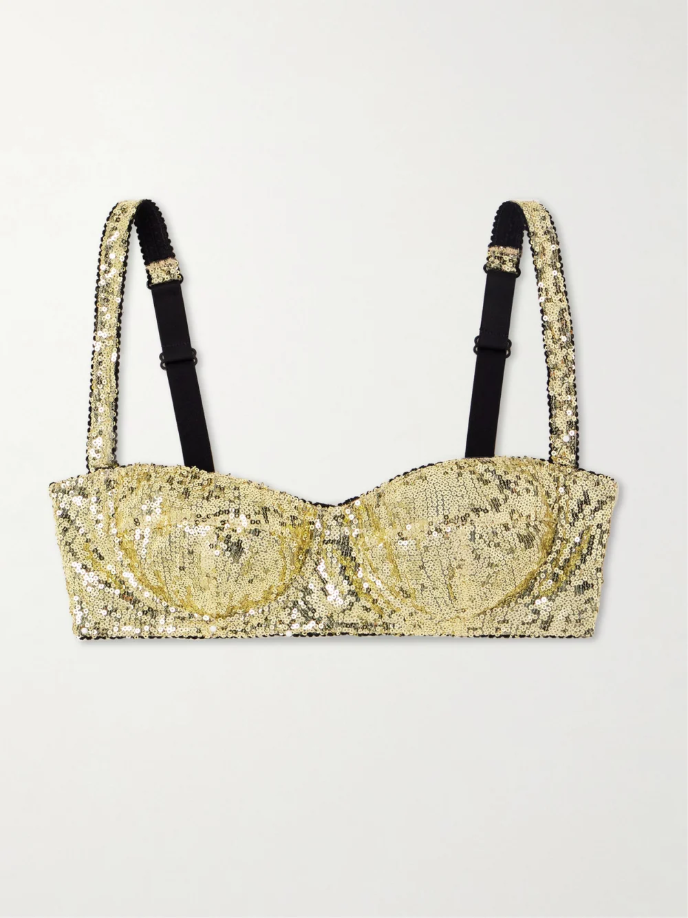 Dolce & Gabbana Sequined Tulle Underwired Balconette Bra in gold