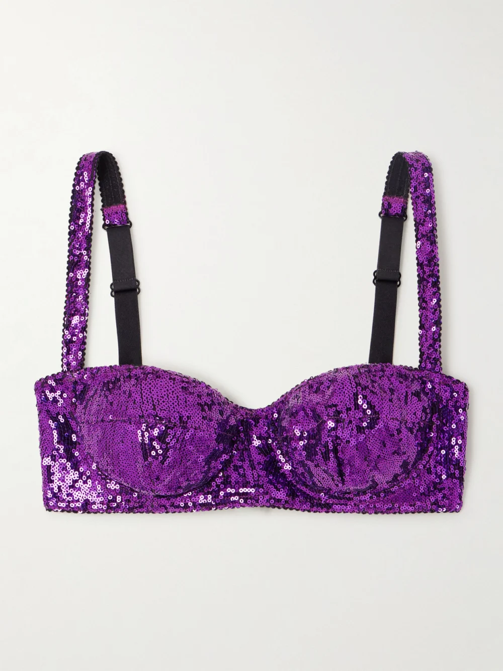 Dolce & Gabbana Sequined Tulle Underwired Balconette Bra in purple