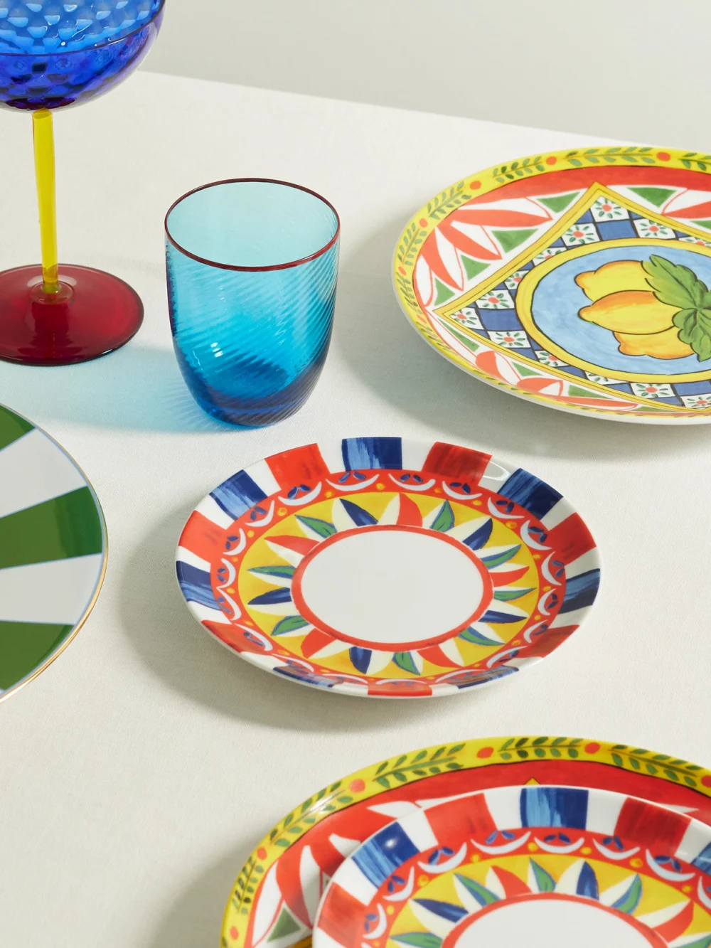 Dolce & Gabbana Set of Two Printed Porcelain Dessert Plates, styled view