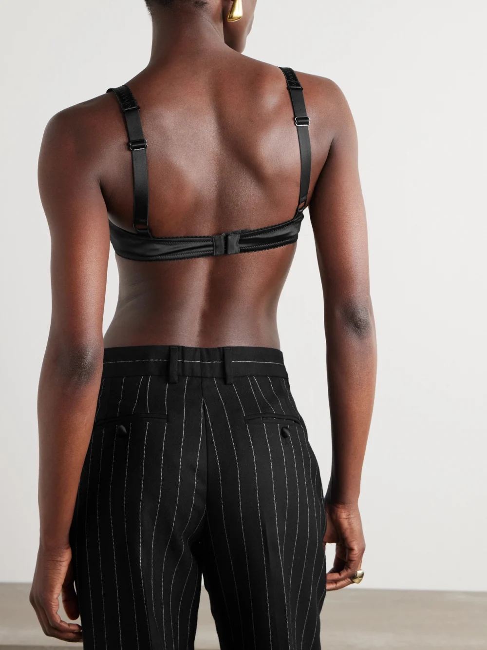 Back view of the Dolce & Gabbana Silk-blend Satin Cone Bra