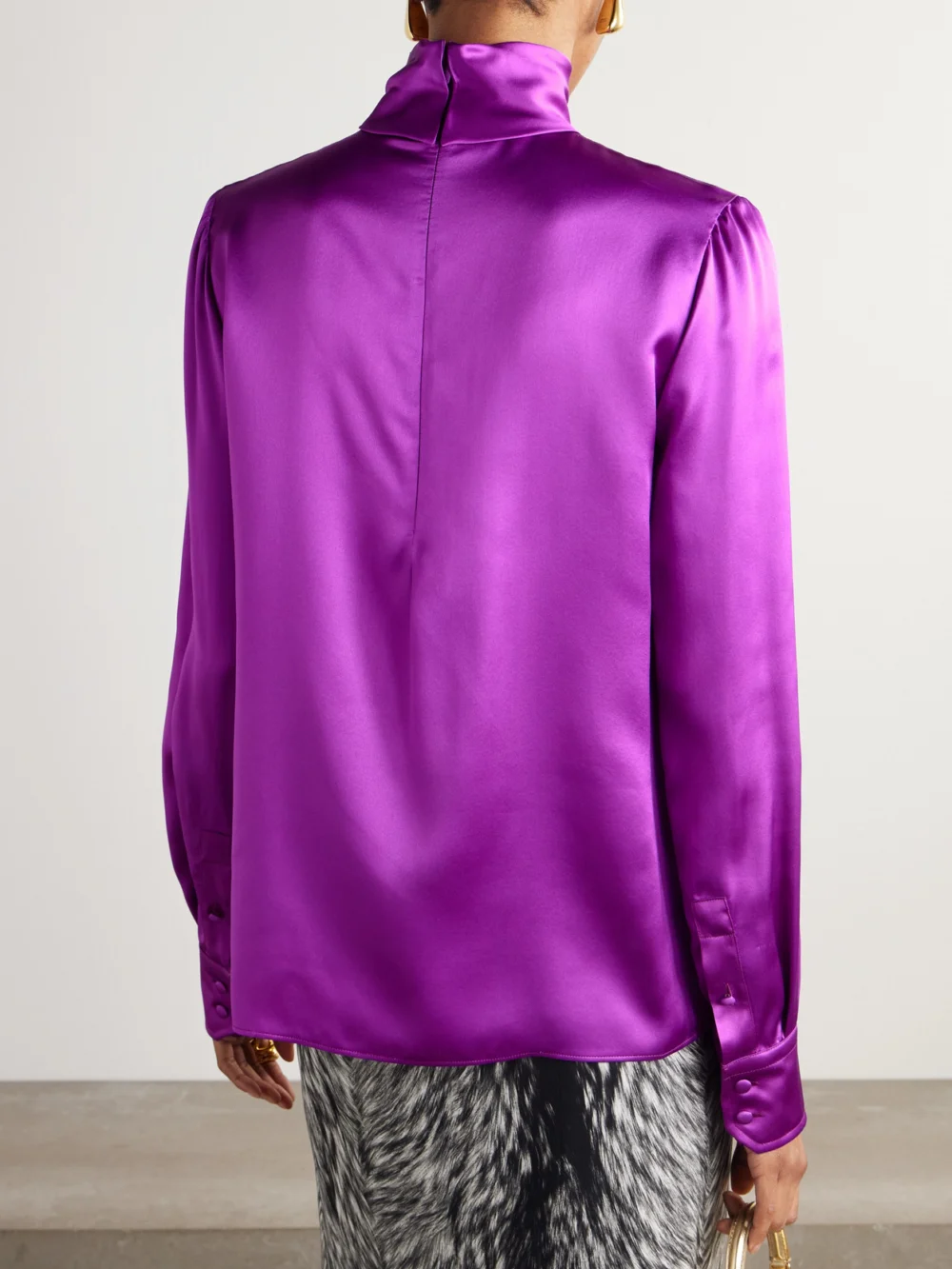 Back view of the Dolce & Gabbana Silk-satin Turtleneck Blouse
