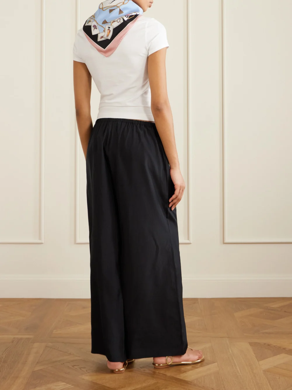 Back view of the Dolce & Gabbana Silk-trimmed Cotton-blend Jersey T-shirt