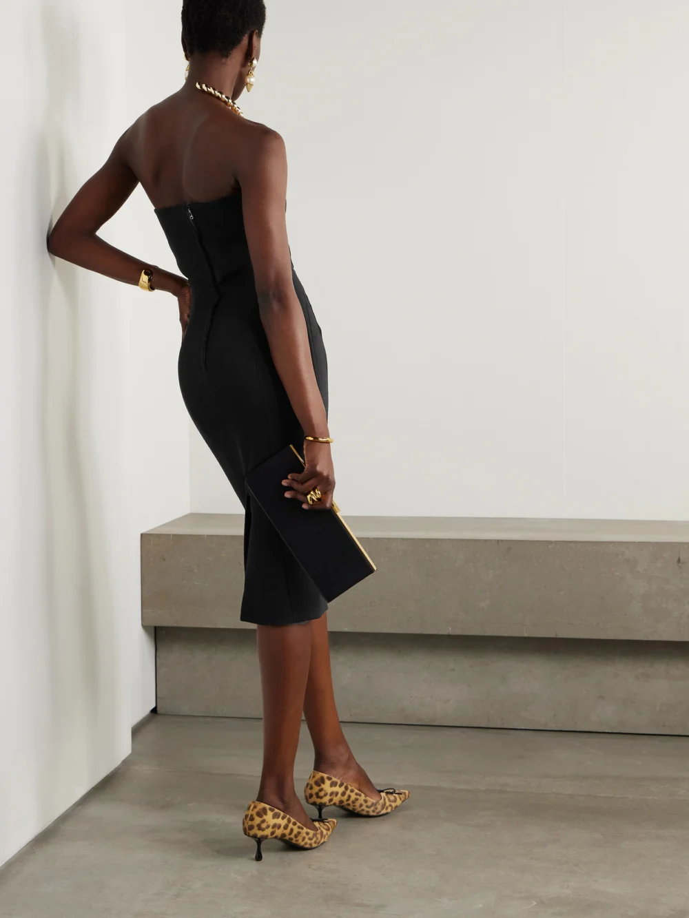Back view of the Dolce & Gabbana Strapless Wool-crepe Midi Dress