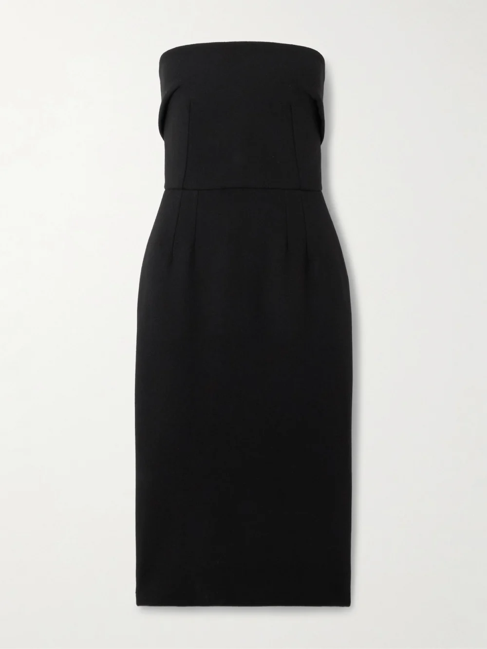 Dolce & Gabbana Strapless Wool-crepe Midi Dress in black