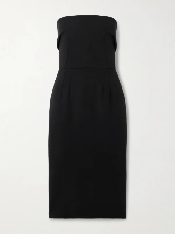 Dolce & Gabbana Strapless Wool-crepe Midi Dress