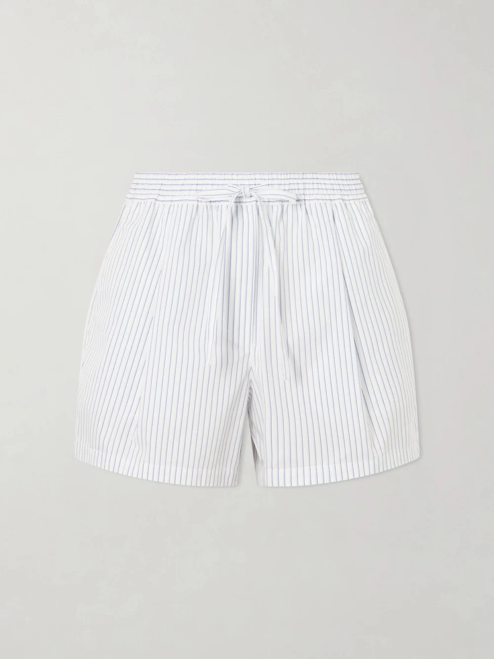 Dolce & Gabbana Striped Cotton and Silk-blend Drawstring Shorts in white