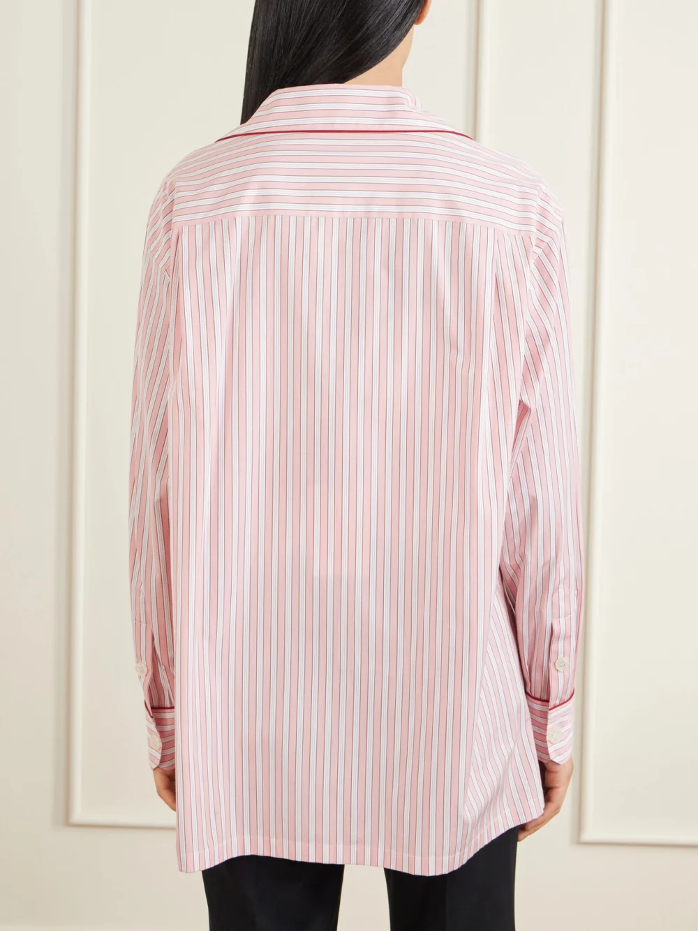 Back view of the Dolce & Gabbana Striped Cotton and Silk-blend Poplin Shirt