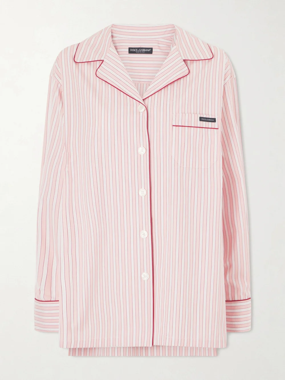 Dolce & Gabbana Striped Cotton and Silk-blend Poplin Shirt in pink