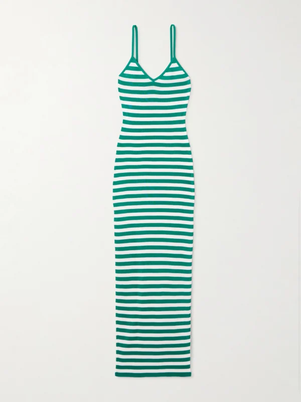 Dolce & Gabbana Striped Ribbed-knit Midi Dress