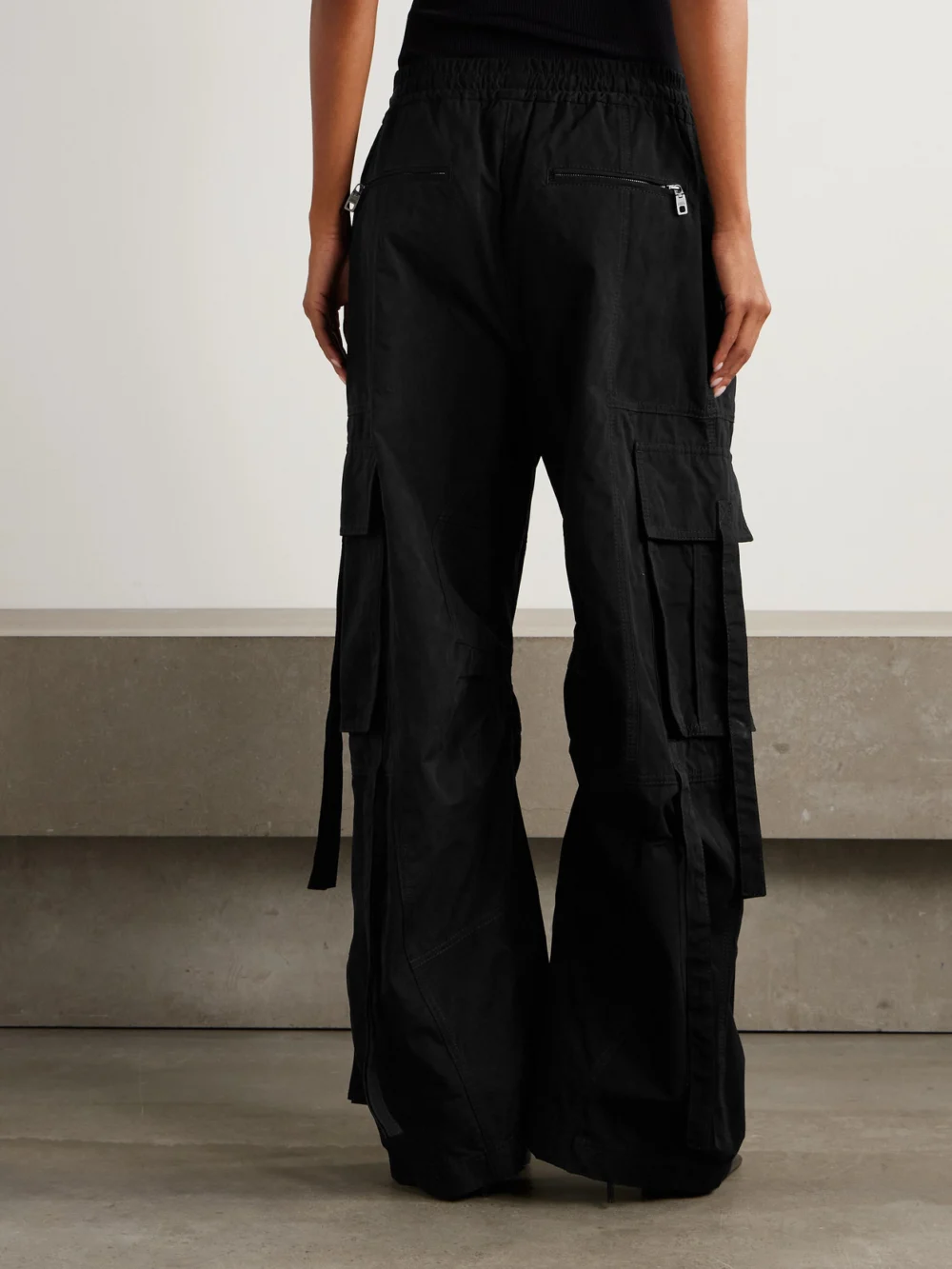 Back view of the Dolce & Gabbana Tie-detailed Waxed-faille Cargo Pants