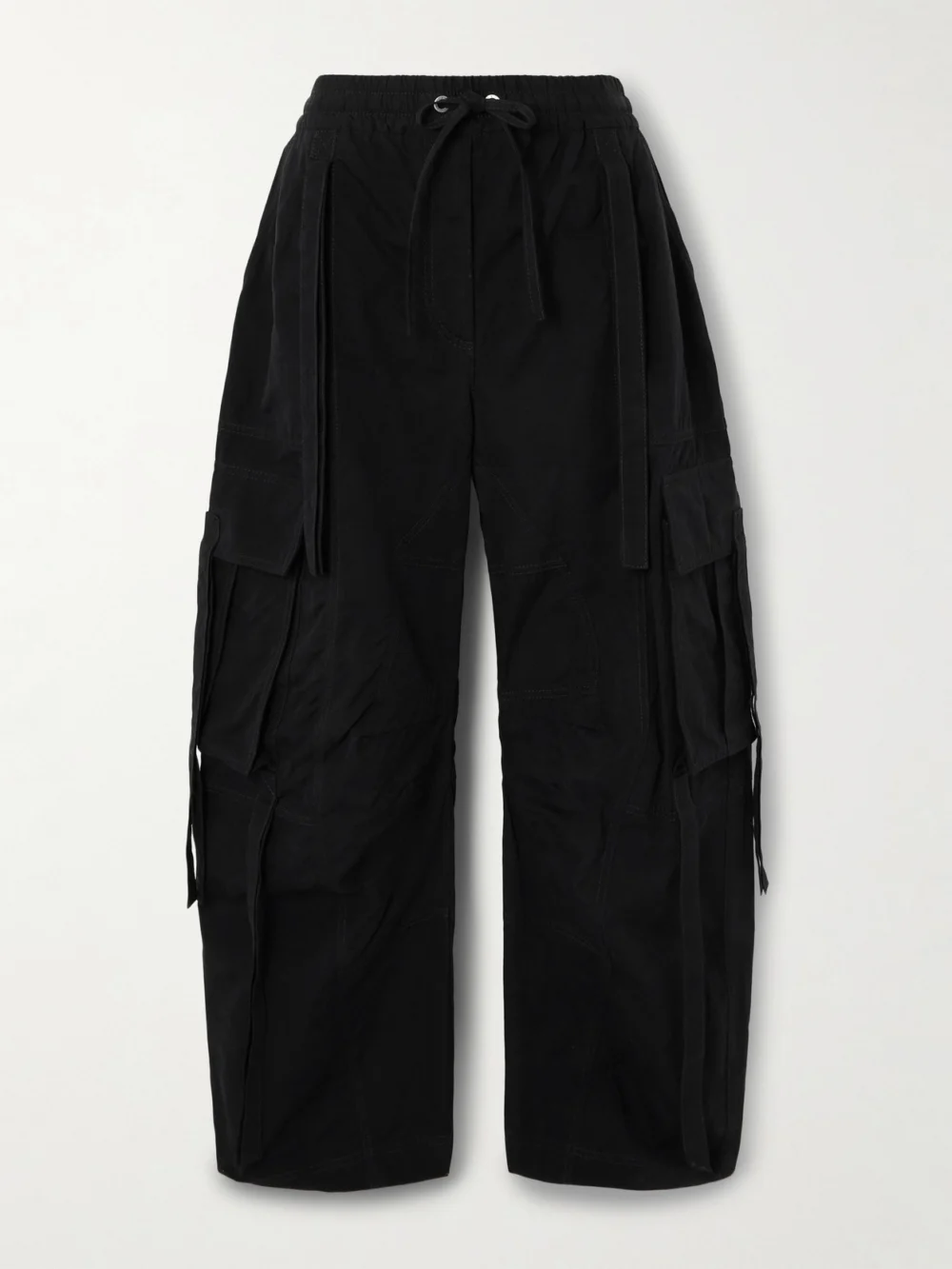 Dolce & Gabbana Tie-detailed Waxed-faille Cargo Pants in black