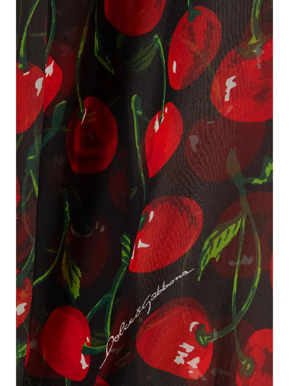 Close-up detail of the Dolce & Gabbana Tie-neck Printed Silk-chiffon Blouse