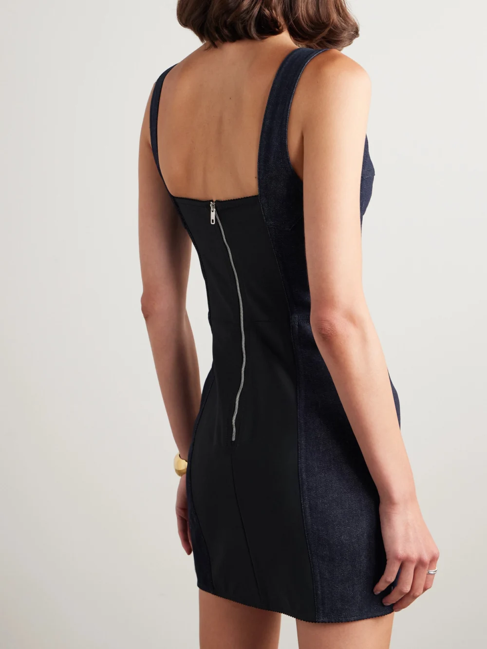 Back view of the Dolce & Gabbana Tulle-trimmed Denim Mini Dress