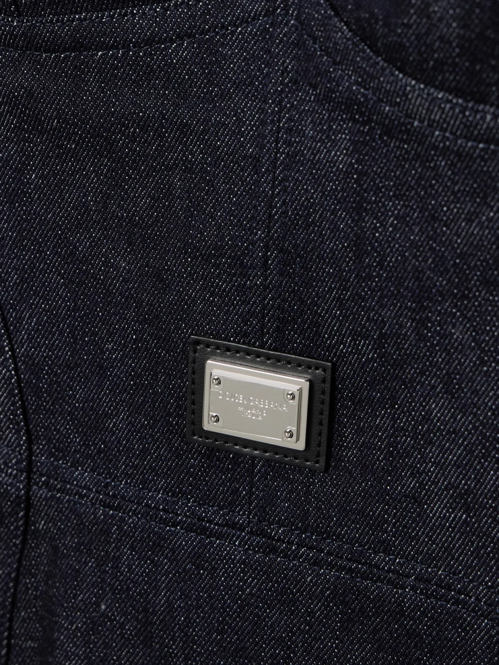 Close-up detail of the Dolce & Gabbana Tulle-trimmed Denim Mini Dress