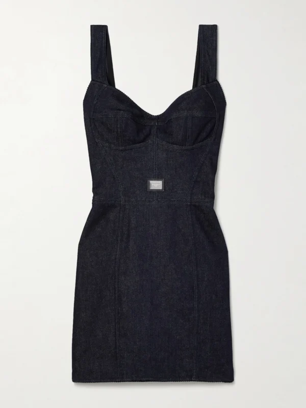 Dolce & Gabbana Tulle-trimmed Denim Mini Dress