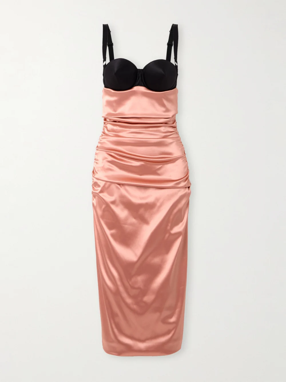 Dolce & Gabbana Two-tone Ruched Satin Midi Dress in pink