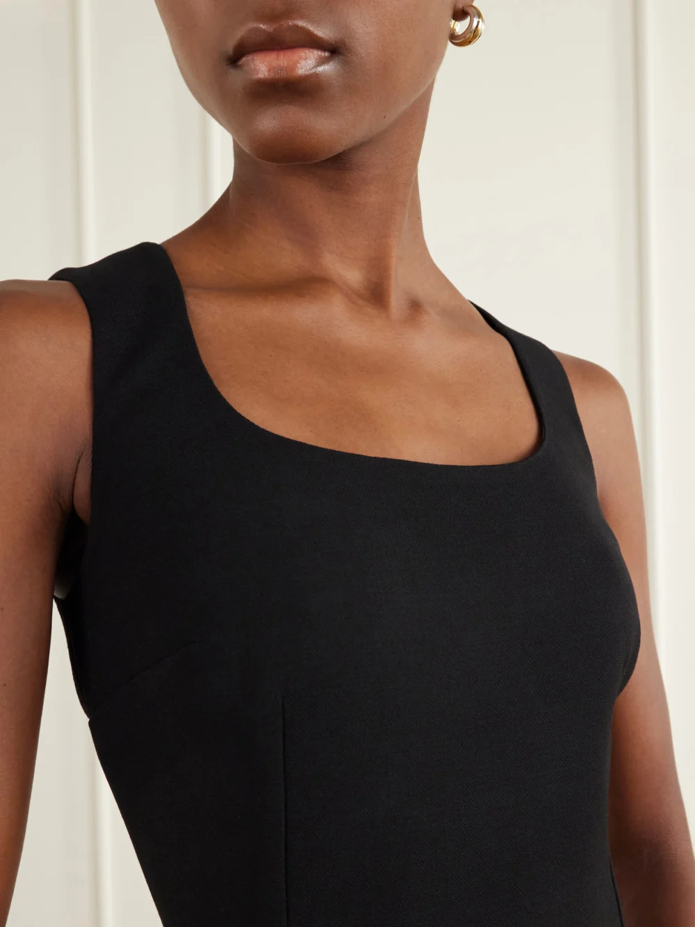 Close-up detail of the Dolce & Gabbana Virgin Wool-crepe Midi Dress