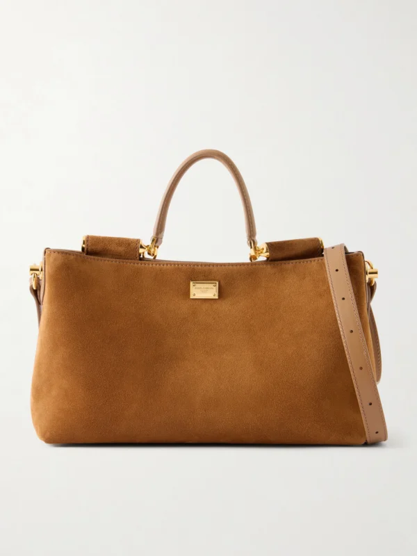 Dolce & Gabbana Vittoria Leather-trimmed Suede Tote