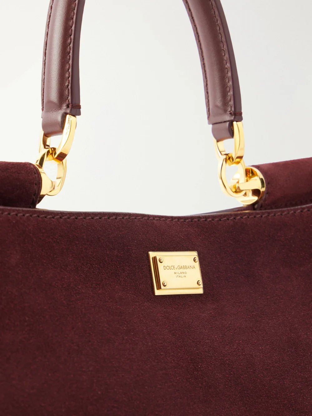 Close-up detail of the Dolce & Gabbana Vittoria Suede Tote