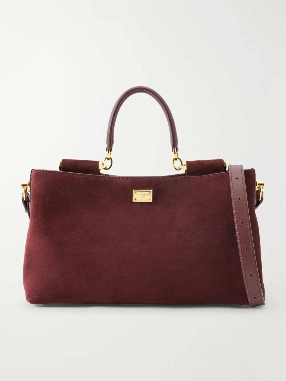 Dolce & Gabbana Vittoria Suede Tote in burgundy