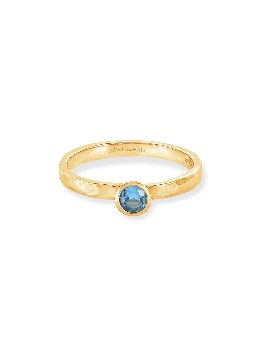 Dower & Hall 14k Aquamarine Hammered Twinkle Ring, view 4