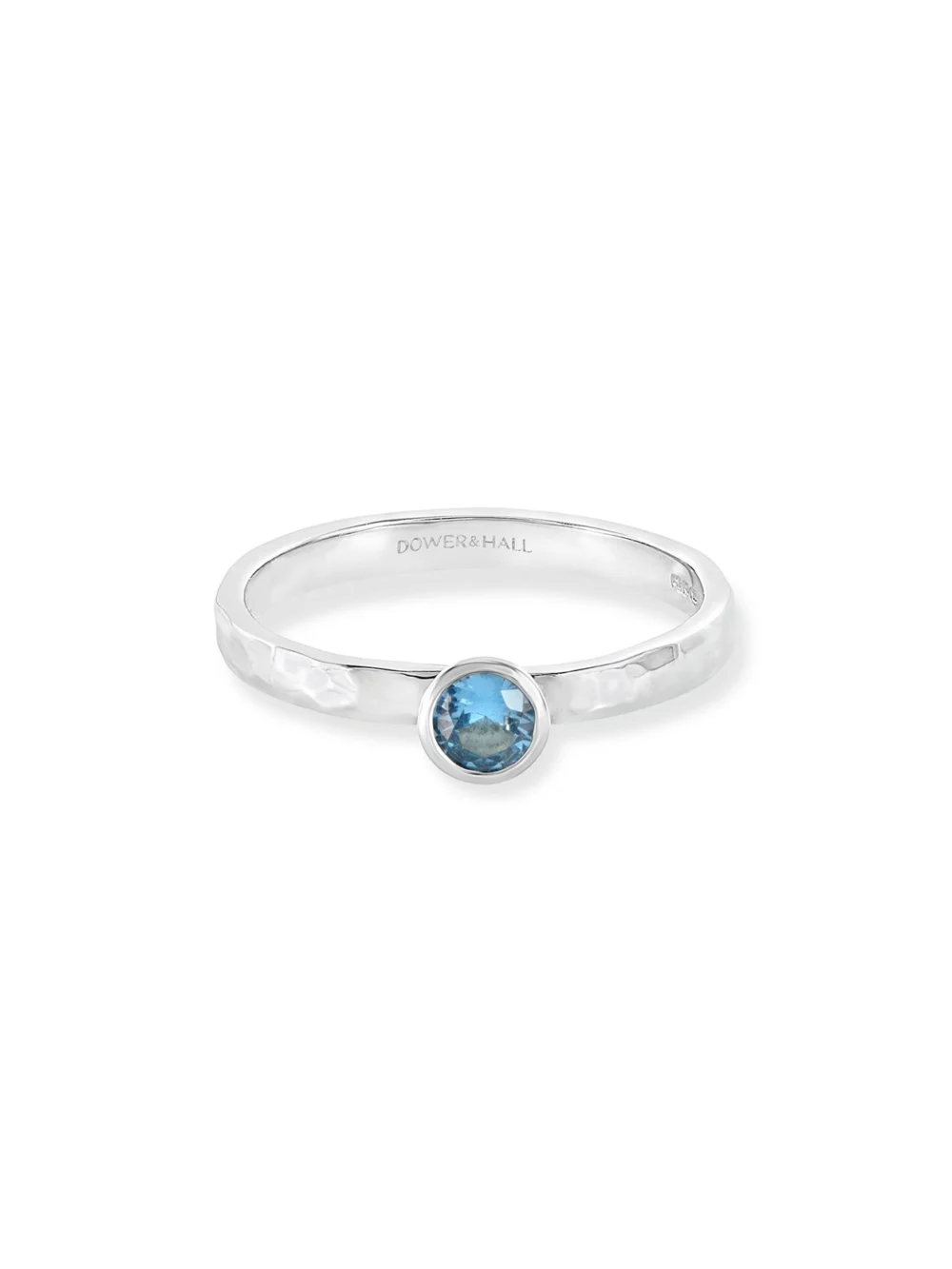 Dower & Hall 14k Aquamarine Hammered Twinkle Ring, view 5