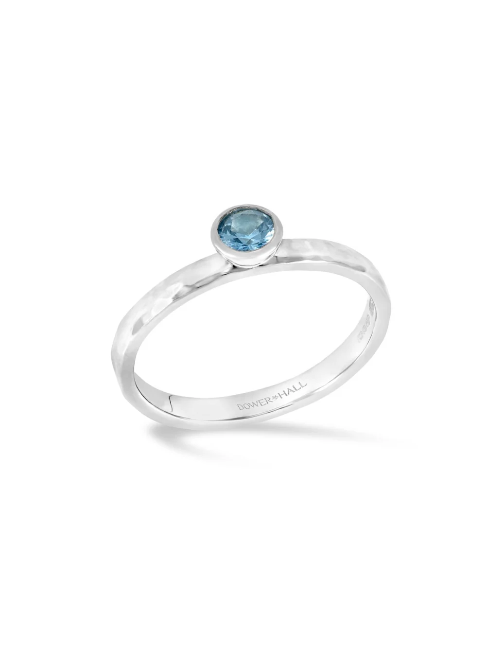 Dower & Hall 14k Aquamarine Hammered Twinkle Ring, view 6