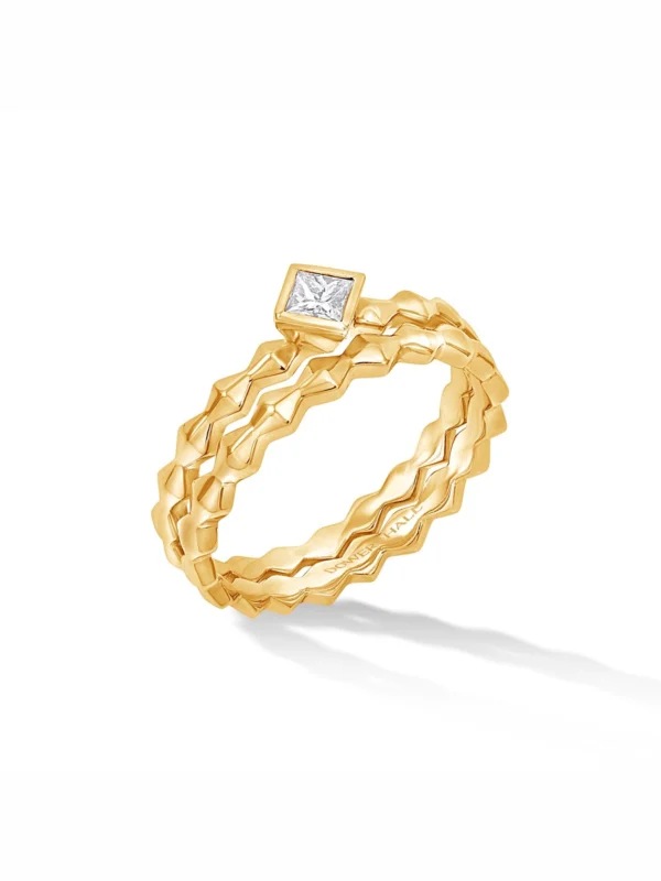 Dower & Hall 14k Brancusi Duo Narrative Ring Stack