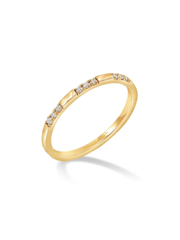 Dower & Hall 14k Fine Diamond Set Hammered Narrative Ring