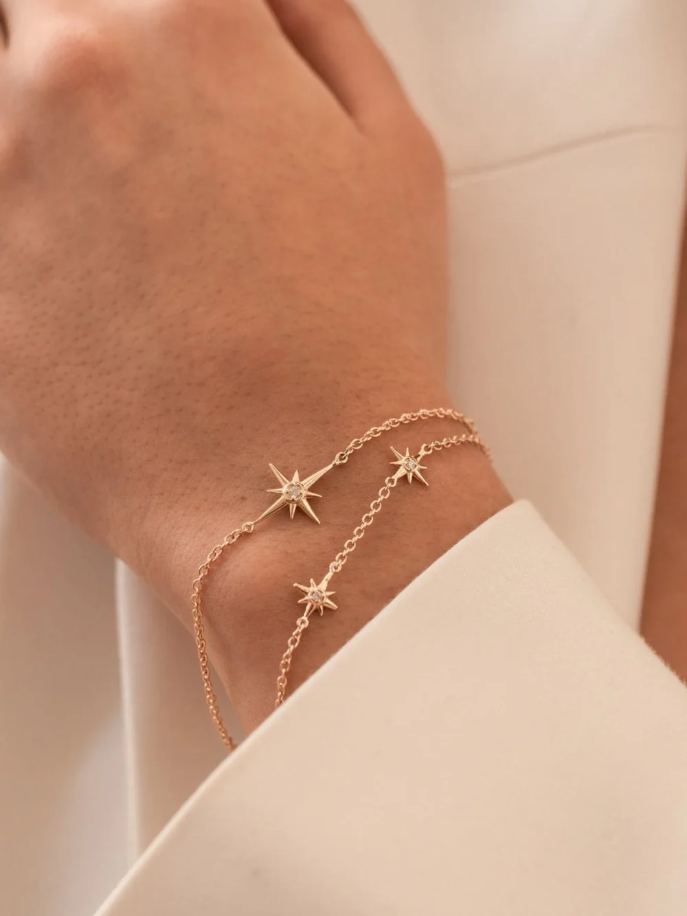 Dower & Hall 14k Gold & Diamond Five Star Bracelet, view 2