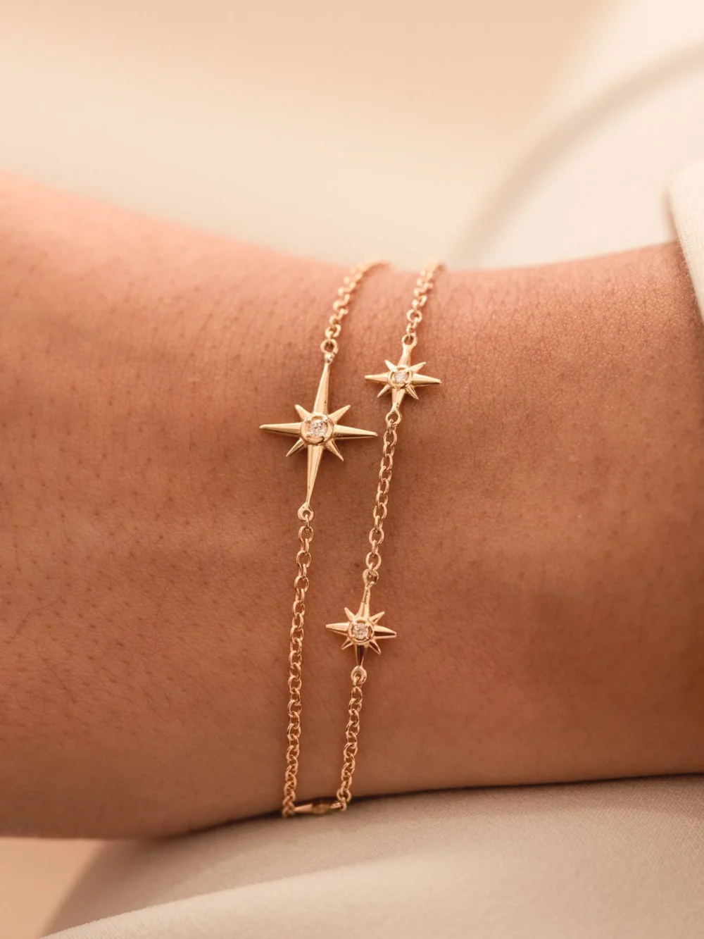Dower & Hall 14k Gold & Diamond Five Star Bracelet, view 3