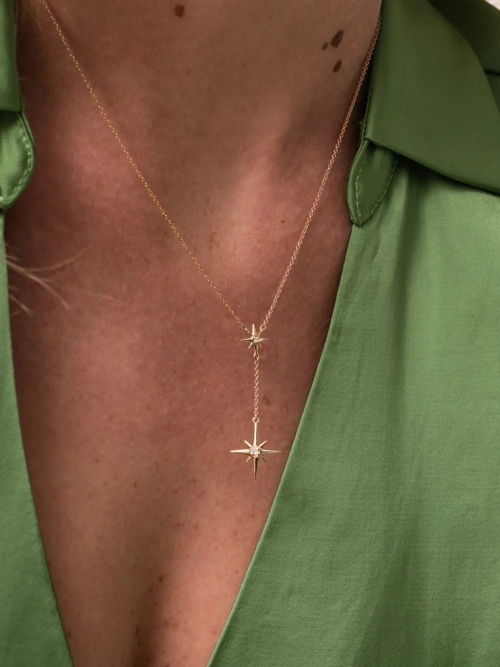 Dower & Hall 14k Gold & Diamond North Star Double Pendant, view 3