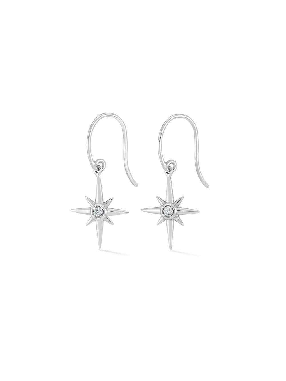 Dower & Hall 14k Gold & Diamond North Star Long Ear-Drops, view 5