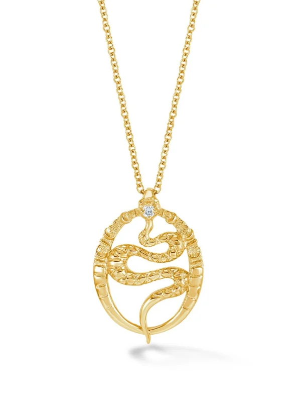 Dower & Hall 14k Gold & Diamond Snake Talisman Necklace