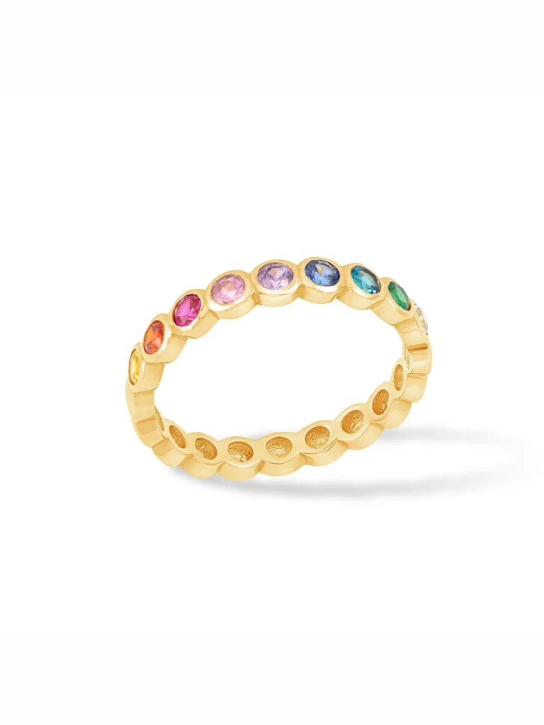Dower & Hall 14k Gold & Rainbow Sapphire Dotty Half Eternity Ring