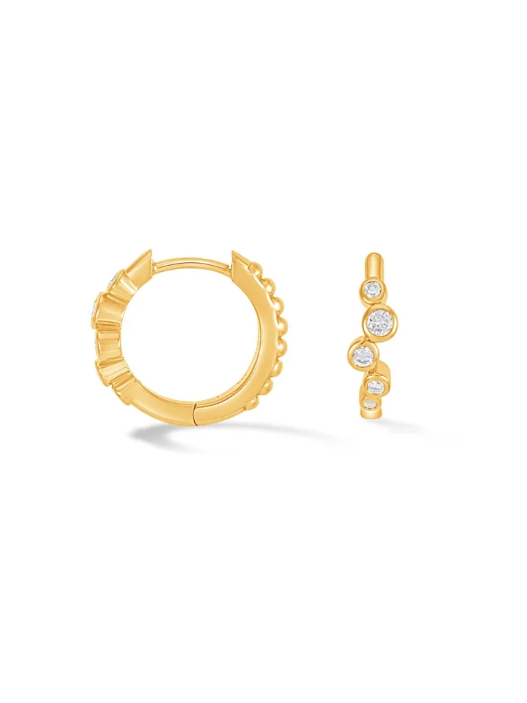 Dower & Hall 14k Gold Diamond Cascade Huggie Hoops - 0.20ct