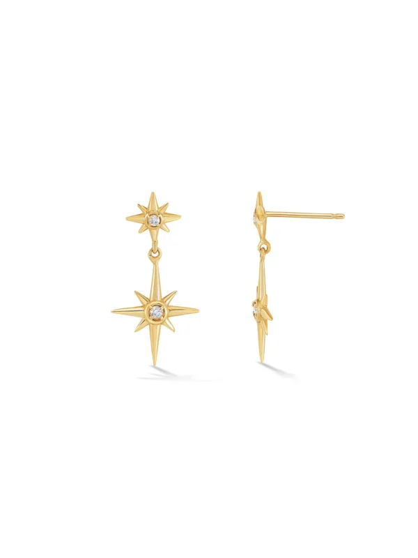 Dower & Hall 14k Gold North Star Diamond Double Earrings