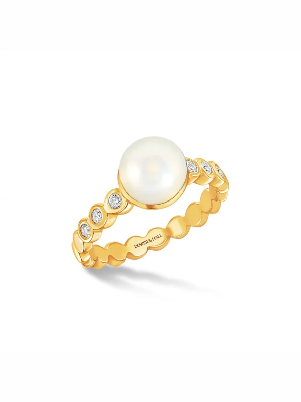Dower & Hall 14k Gold Solitaire Pearl Dewdrop Ring