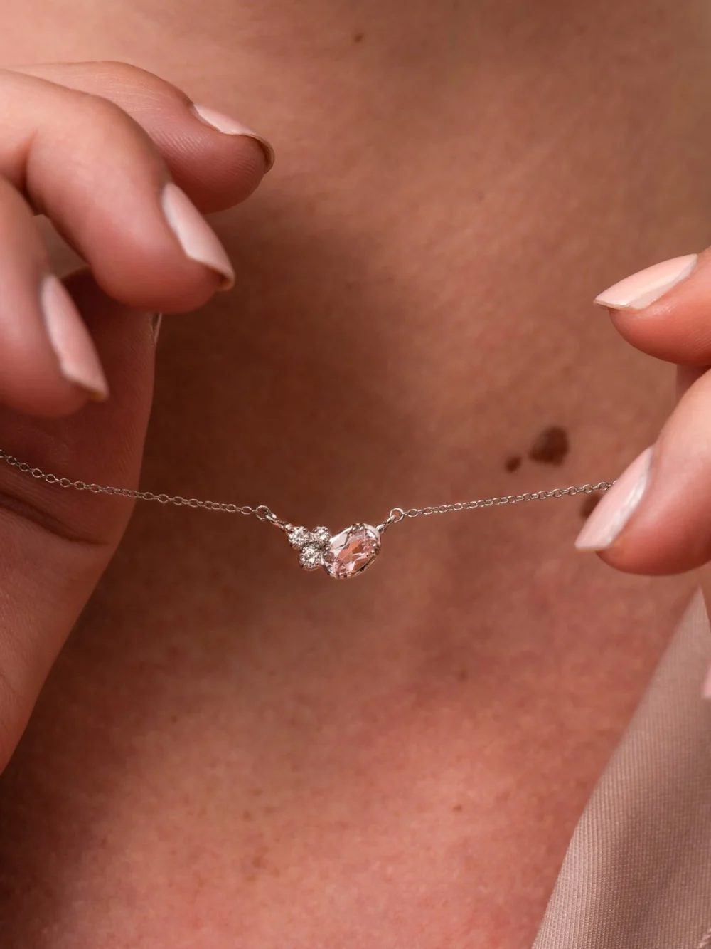 Dower & Hall 14k Gold Stargazer Oval Morganite Pendant, view 2