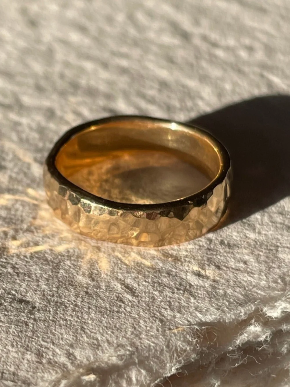 Dower & Hall 14k Gold Undulating Hammered Band Ring, view 2