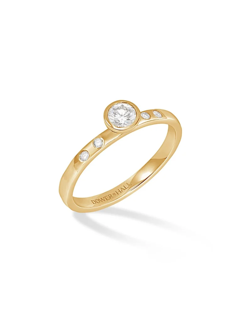 Dower & Hall 14k Hammered Narrative Ring - 0.25ct