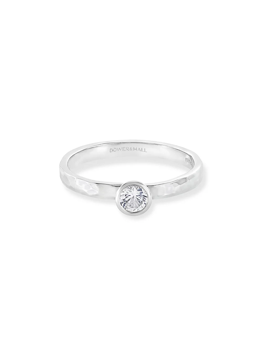 Dower & Hall 14k Lab Grown Diamond Hammered Twinkle Ring, view 5