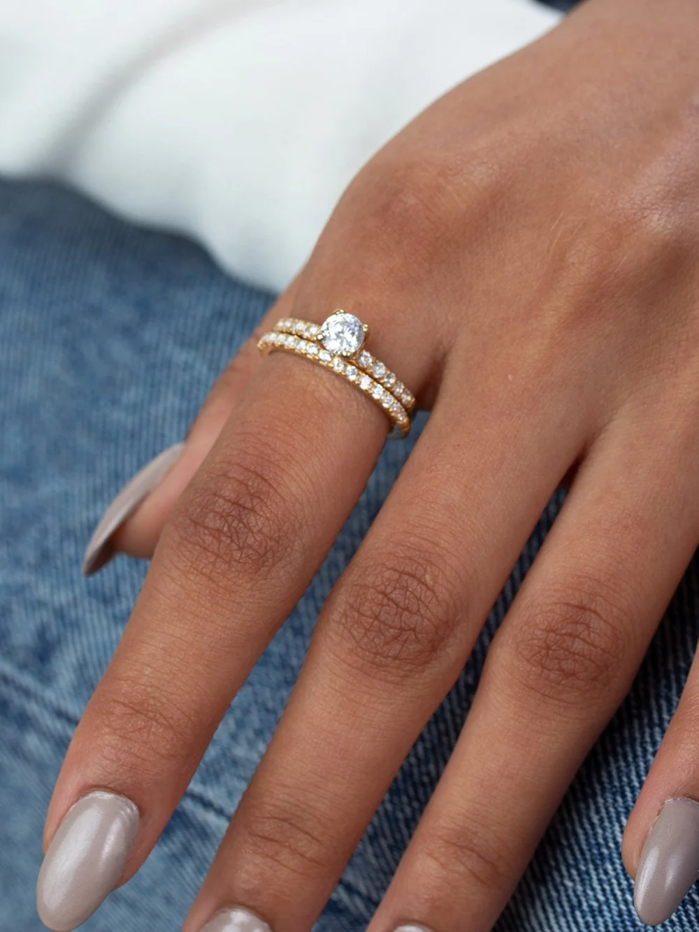 Dower & Hall 14k Lily Narrative Ring Stack, view 3