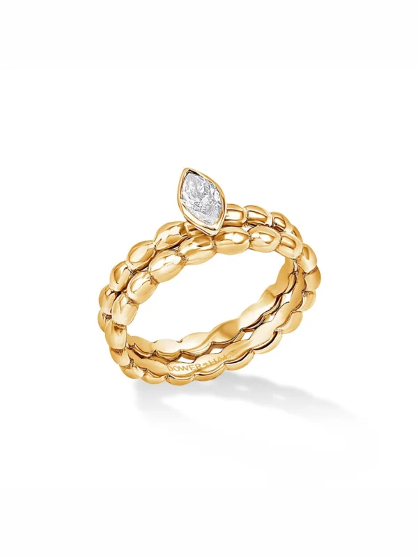 Dower & Hall 14k Marquise Bubbles Narrative Ring Stack