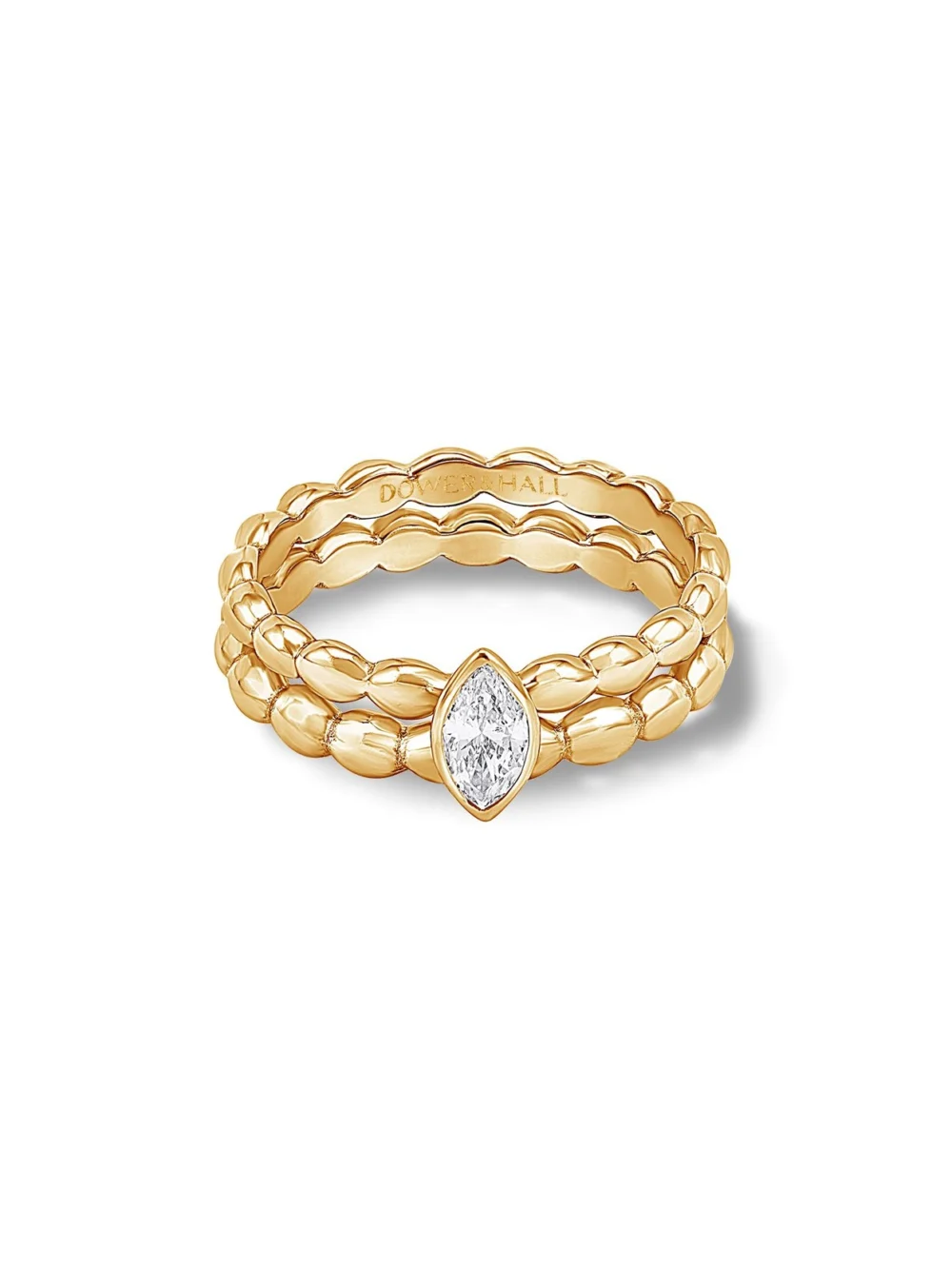 Dower & Hall 14k Marquise Bubbles Narrative Ring Stack, view 4