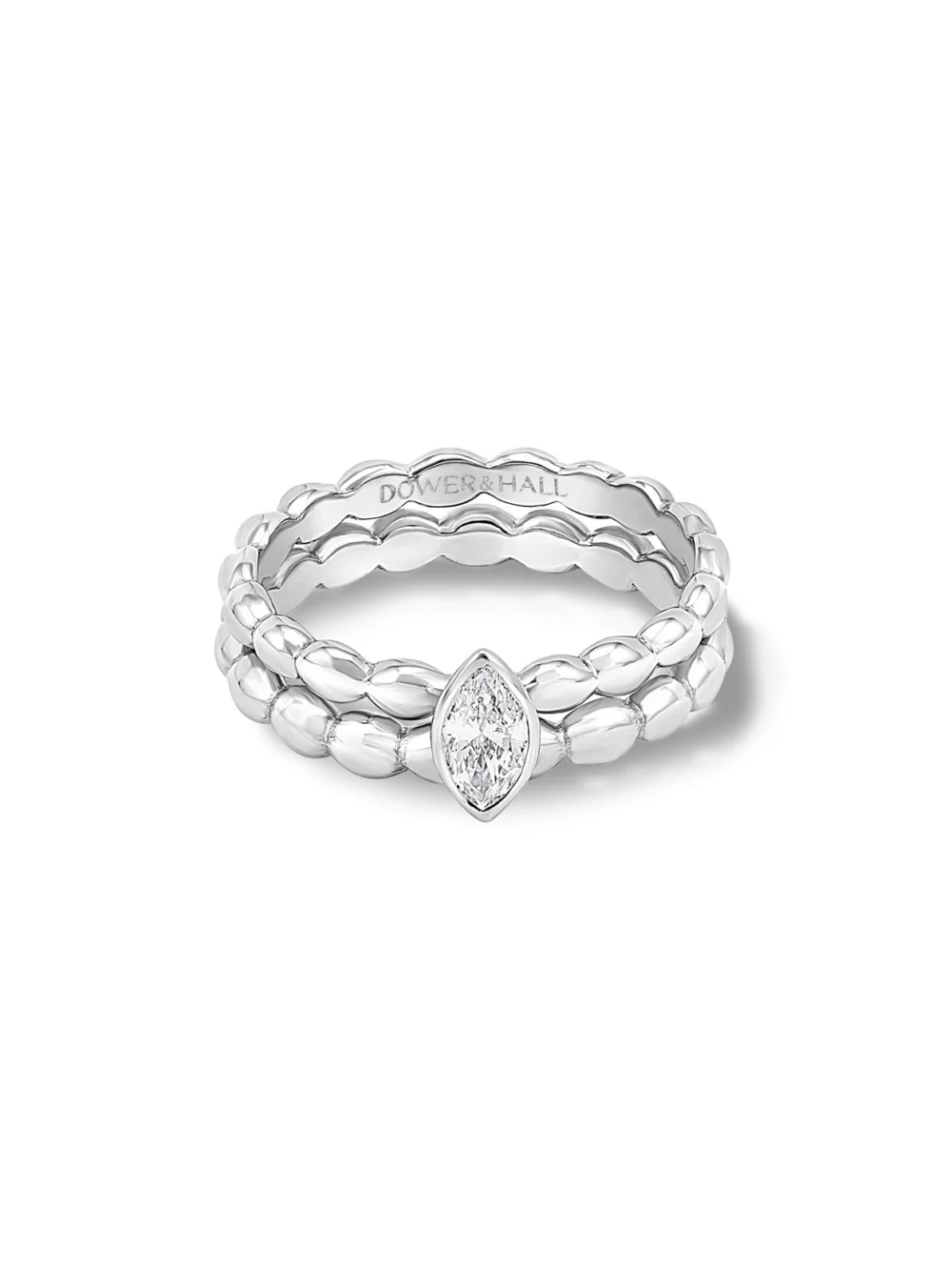 Dower & Hall 14k Marquise Bubbles Narrative Ring Stack, view 5