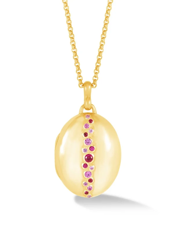 Dower & Hall 14k Oval Cascade Locket with Rubies