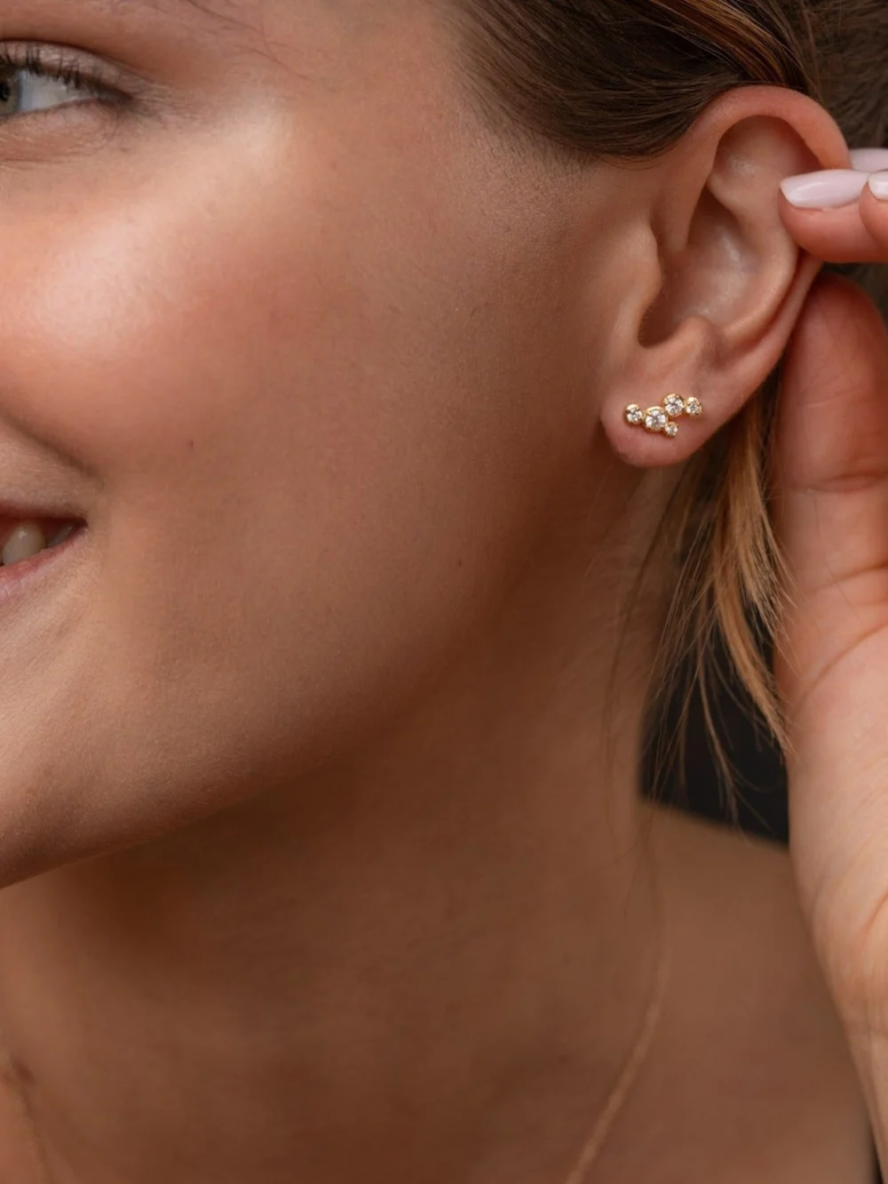 Dower & Hall 14k Stargazer Five Diamond Ear-Studs, view 3